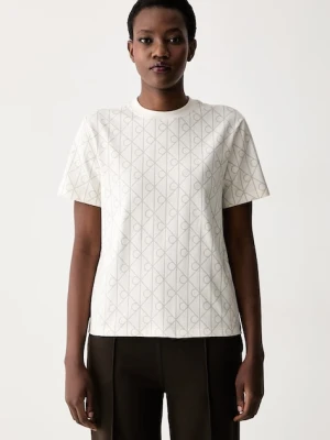 Calvin Klein Jeans T-shirt damski bawełniany beżowy
