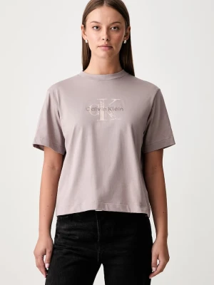 Calvin Klein Jeans T-shirt damski bawełniany fioletowy