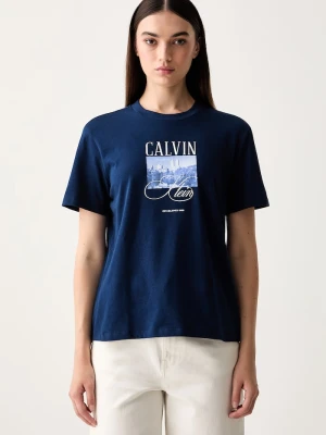 Calvin Klein Jeans T-shirt damski bawełniany granatowy