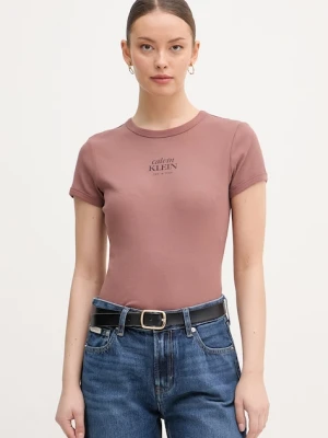 Calvin Klein Jeans T-shirt damski bawełniany z elastanem