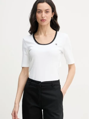 Calvin Klein Jeans T-shirt damski bawełniany z elastanem