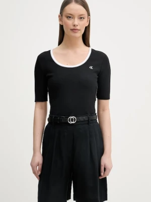 Calvin Klein Jeans T-shirt damski bawełniany z elastanem czarny
