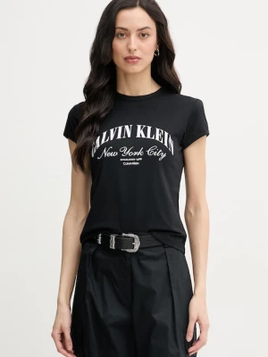 Calvin Klein Jeans T-shirt damski bawełniany z elastanem