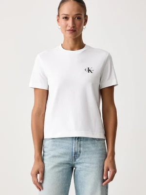Calvin Klein Jeans T-shirt damski bawełniany z elastanem biały