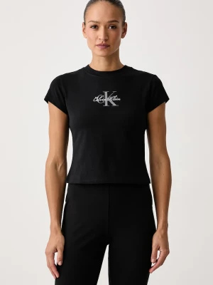 Calvin Klein Jeans T-shirt damski bawełniany z elastanem czarny