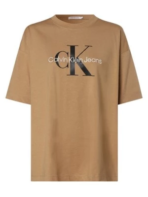 Calvin Klein Jeans T-shirt damski Kobiety Bawełna beżowy|brązowy nadruk,