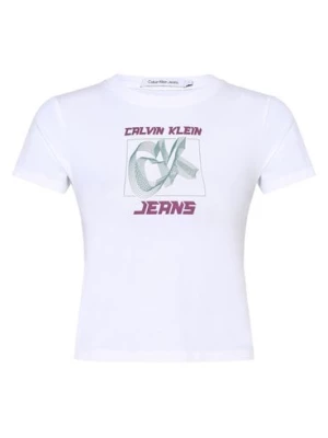 Calvin Klein Jeans T-shirt damski Kobiety Bawełna biały nadruk,