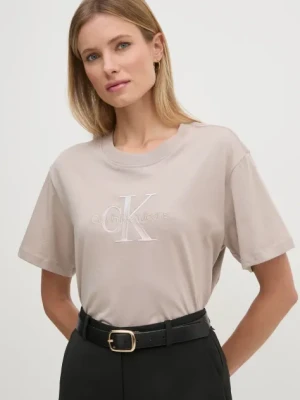 Calvin Klein Jeans t-shirt damski kolor beżowy J20J224798