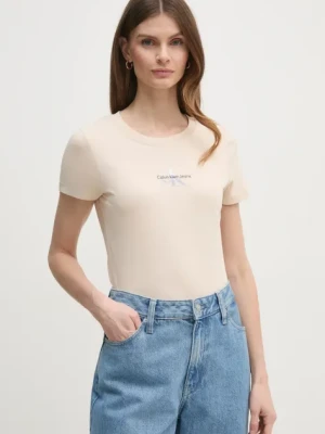 Calvin Klein Jeans t-shirt damski kolor beżowy J20J225252