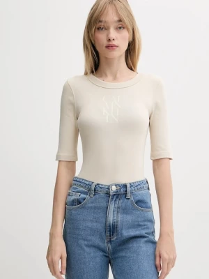 Calvin Klein Jeans t-shirt damski kolor beżowy LV044C204G