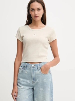 Calvin Klein Jeans t-shirt damski kolor beżowy LV047C200G