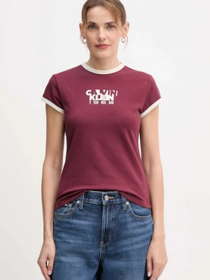 Calvin Klein Jeans t-shirt damski kolor bordowy LV047D208G
