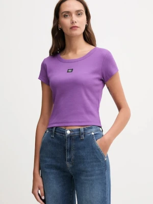 Calvin Klein Jeans t-shirt damski kolor fioletowy LV047C200G