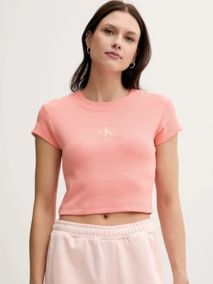 Calvin Klein Jeans t-shirt damski kolor pomarańczowy LV047AB802
