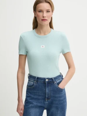 Calvin Klein Jeans t-shirt damski kolor turkusowy J20J225245