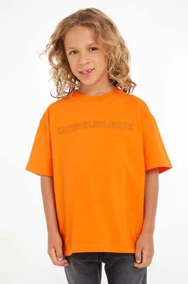 Calvin Klein Jeans t-shirt dziecięcy kolor pomarańczowy gładki