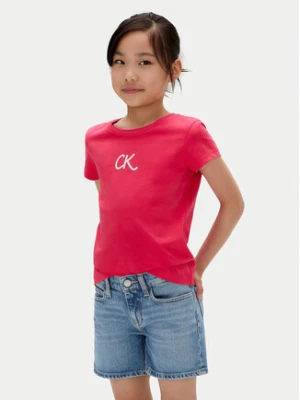 Calvin Klein Jeans T-Shirt Glitter IG0IG02972 D Różowy Slim Fit