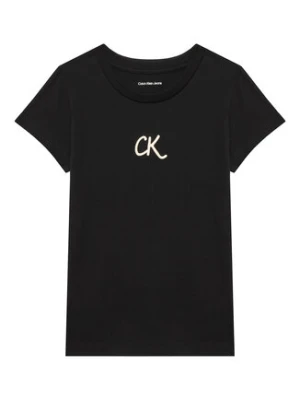 Calvin Klein Jeans T-Shirt Glitter IG0IG02972 M Czarny Slim Fit