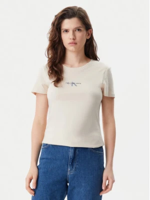 Calvin Klein Jeans T-Shirt Gradient Monologo J20J225252 Beżowy Slim Fit