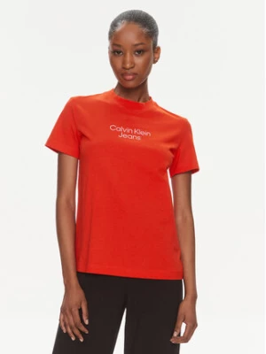 Calvin Klein Jeans T-Shirt Institutional J20J223222 Czerwony Regular Fit