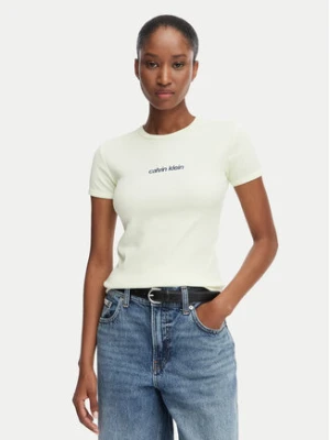 Calvin Klein Jeans T-Shirt LV047G816G Kremowy Slim Fit