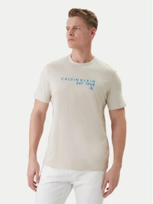 Calvin Klein Jeans T-Shirt LV04RF800G Beżowy Classic Fit