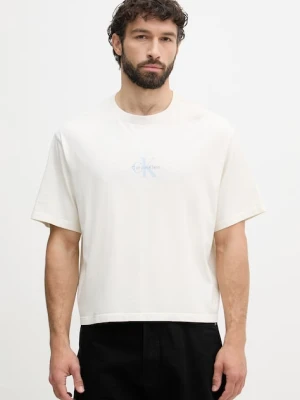 Calvin Klein Jeans T-shirt męski bawełniany beżowy