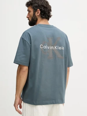 Calvin Klein Jeans T-shirt męski bawełniany turkusowy