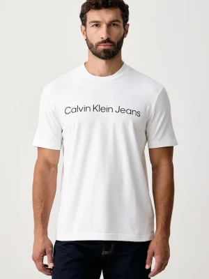 Calvin Klein Jeans T-shirt męski bawełniany z elastanem biały