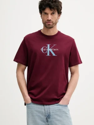 Calvin Klein Jeans t-shirt męski kolor bordowy z nadrukiem LV04RB862G