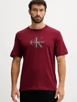 Calvin Klein Jeans t-shirt męski kolor bordowy z nadrukiem LV04RB862G