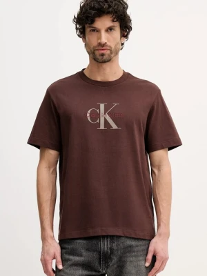 Calvin Klein Jeans t-shirt męski kolor brązowy z nadrukiem LV04RB862G