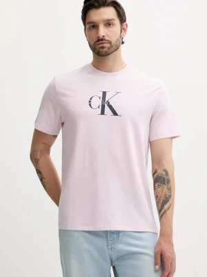 Calvin Klein Jeans t-shirt męski kolor różowy z nadrukiem LV04RB862G