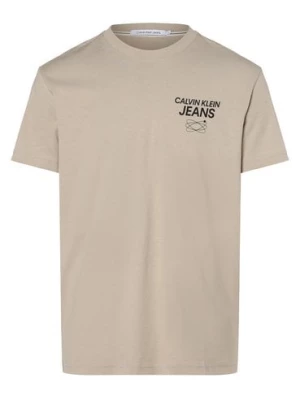 Calvin Klein Jeans T-shirt męski Mężczyźni Bawełna beżowy nadruk,