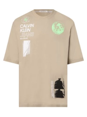 Calvin Klein Jeans T-shirt męski Mężczyźni Bawełna beżowy nadruk,