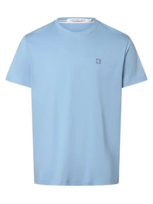 Calvin Klein Jeans T-shirt męski Mężczyźni Bawełna niebieski jednolity,