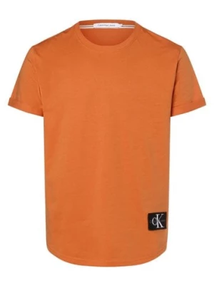 Calvin Klein Jeans T-shirt męski Mężczyźni Bawełna pomarańczowy jednolity,
