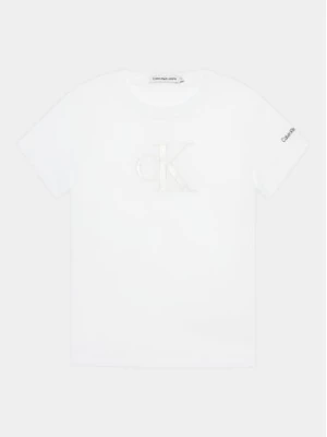 Calvin Klein Jeans T-Shirt Metallic Monogram IG0IG02342 Biały Slim Fit