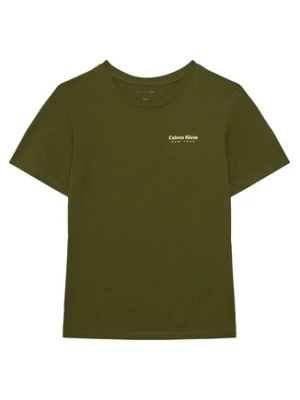 Calvin Klein Jeans T-Shirt Minimal Logo IB0IB02608 Zielony Regular Fit