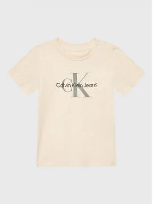 Calvin Klein Jeans T-Shirt Monogram IN0IN00001 Beżowy Regular Fit