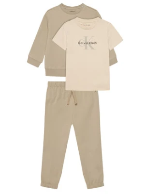 Calvin Klein Jeans T-Shirt Monogram IN0IN00336 Beżowy Regular Fit