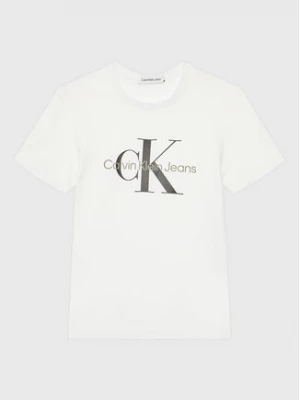 Calvin Klein Jeans T-Shirt Monogram Logo IU0IU00267 Biały Regular Fit