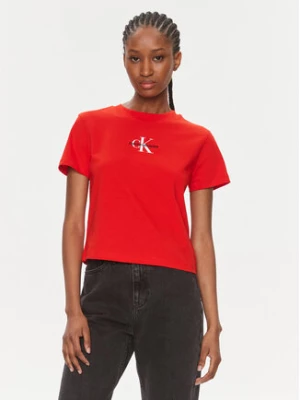 Calvin Klein Jeans T-Shirt Monologo Baby Tee J20J223113 Czerwony Slim Fit