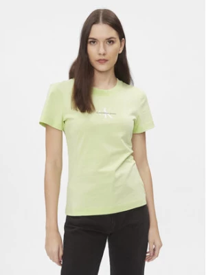 Calvin Klein Jeans T-Shirt Monologo J20J222564 Zielony Slim Fit
