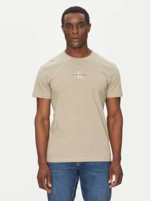 Calvin Klein Jeans T-Shirt Monologo J30J325649 Beżowy Regular Fit