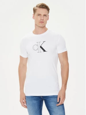 Calvin Klein Jeans T-Shirt Outline Monologo J30J325678 Biały Slim Fit