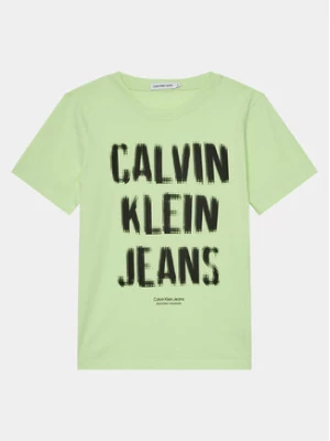 Calvin Klein Jeans T-Shirt Pixel Logo IB0IB01974 Zielony Relaxed Fit
