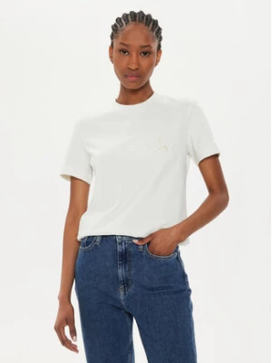 Calvin Klein Jeans T-Shirt Satin Applique J20J223925 Écru Regular Fit