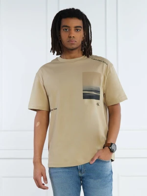 Calvin Klein Jeans T-shirt SERENITY BACK GRAPHIC | Regular Fit beżowy