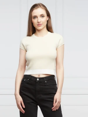 Calvin Klein Jeans T-shirt | Slim Fit kremowy